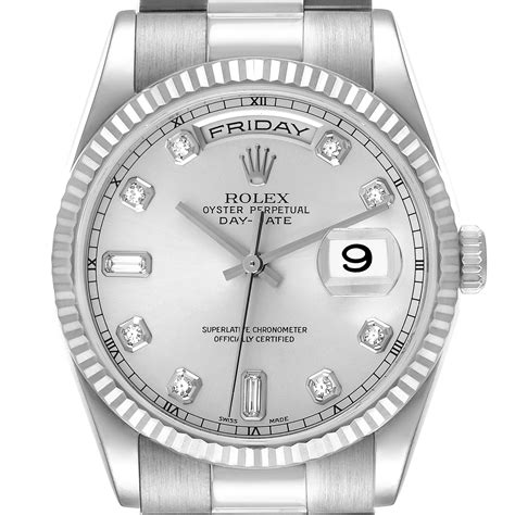 rolex white gold men's watch